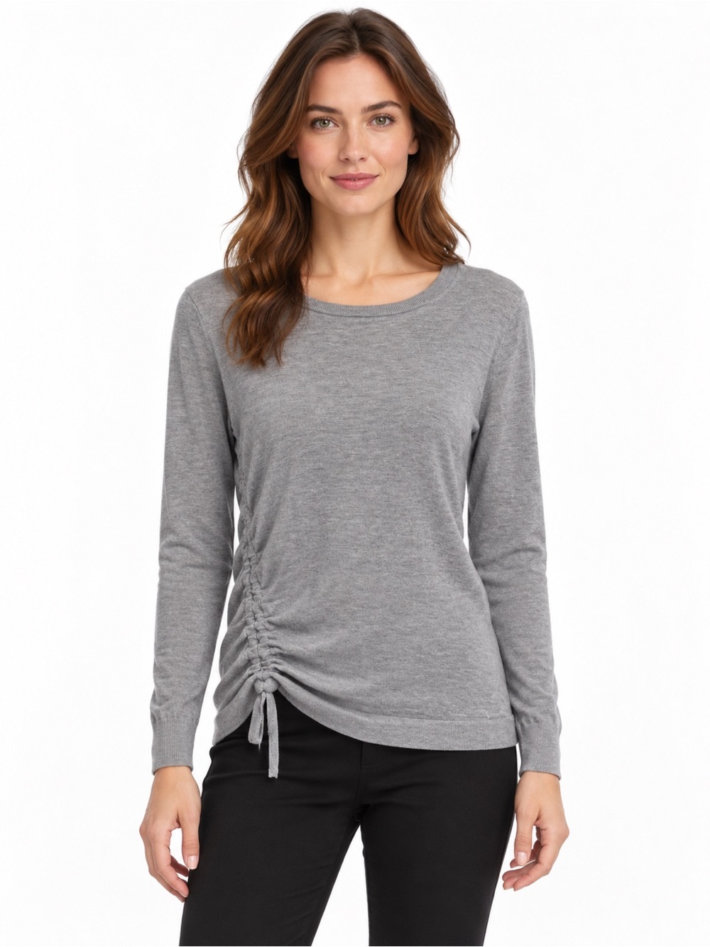 Banana Republic Grey Wool Modal Side Ruched Sweater Size Small